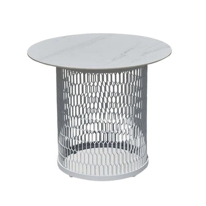 Waterproof Industrial Honeycomb Hollow Outdoor Coffee Table - 1-Tier Durable Stoneware Top For Outdoor Patio & Garden