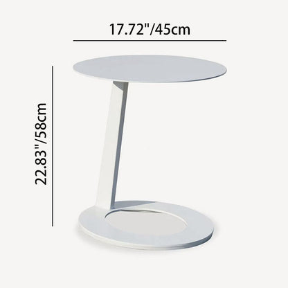 Corrosion-Resistant Minimalist Round Outdoor End Table - 1-Tier Durable Aluminum Frame For Garden & Balcony
