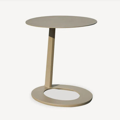 Corrosion-Resistant Minimalist Round Outdoor End Table - 1-Tier Durable Aluminum Frame For Garden & Balcony