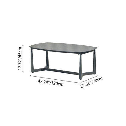 Corrosion-Resistant Rectangular Outdoor Coffee Table - 1-Tier Spacious Stoneware Top For Balcony & Garden