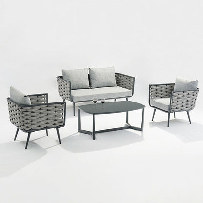 Corrosion-Resistant Rectangular Outdoor Coffee Table - 1-Tier Spacious Stoneware Top For Balcony & Garden
