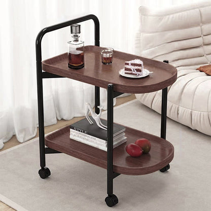 Modern Minimalist MDF Carbon Steel Arched Movable Side Table 2-Tier For Living Room