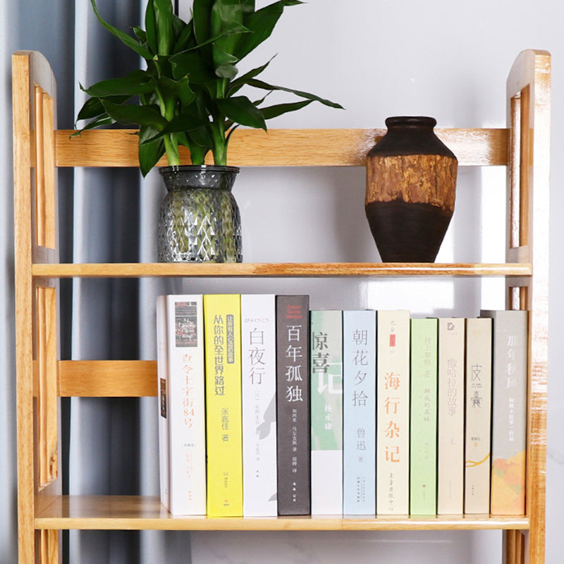 Modern Minimalist Rectangular Rubberwood Bookshelf 3/4/5 Tier For Home & Office