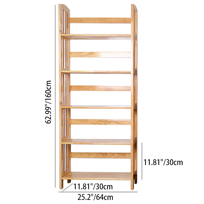 Modern Minimalist Rectangular Rubberwood Bookshelf 3/4/5 Tier For Home & Office