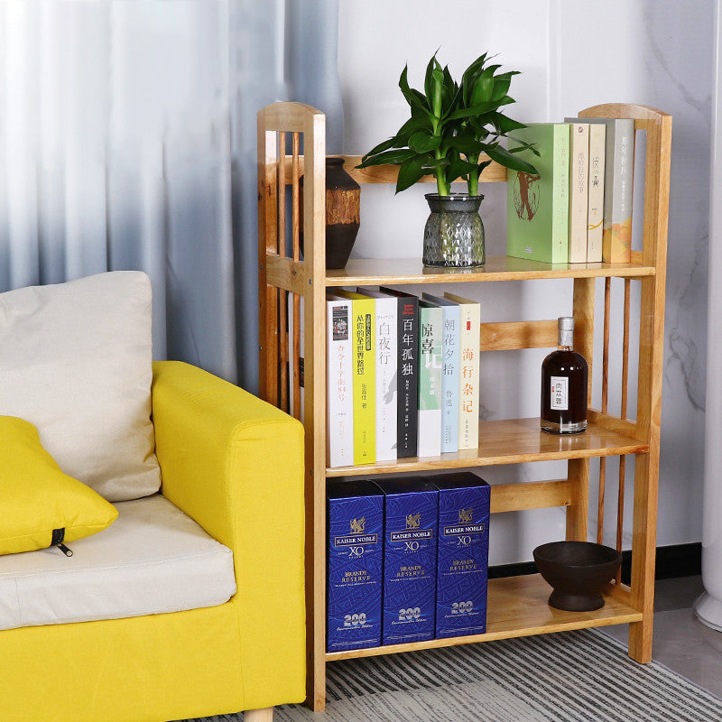 Modern Minimalist Rectangular Rubberwood Bookshelf 3/4/5 Tier For Home & Office