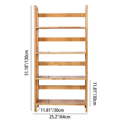 Modern Minimalist Rectangular Rubberwood Bookshelf 3/4/5 Tier For Home & Office