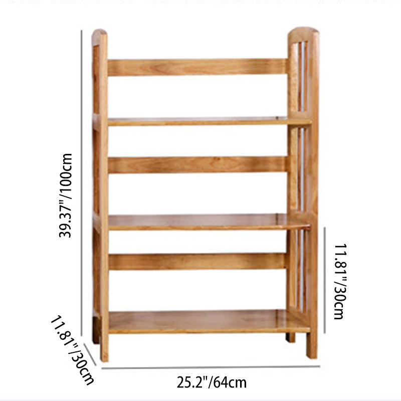 Modern Minimalist Rectangular Rubberwood Bookshelf 3/4/5 Tier For Home & Office