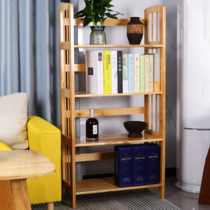 Modern Minimalist Rectangular Rubberwood Bookshelf 3/4/5 Tier For Home & Office