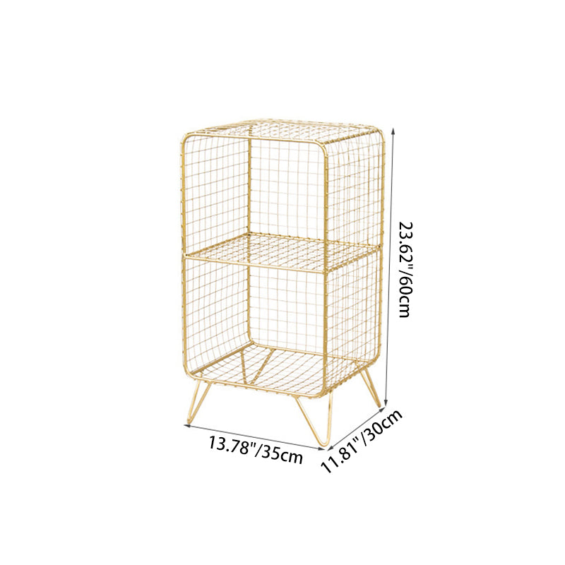 Contemporary Luxury Rectangular Steel Nightstand 3-Tier For Bedroom