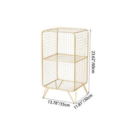 Contemporary Luxury Rectangular Steel Nightstand 3-Tier For Bedroom
