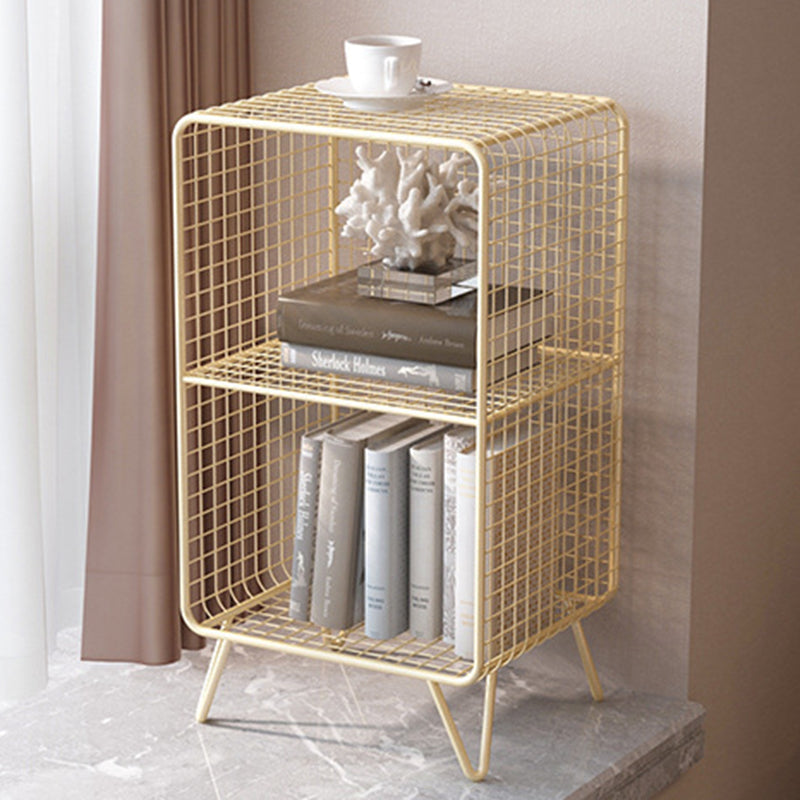 Contemporary Luxury Rectangular Steel Nightstand 3-Tier For Bedroom