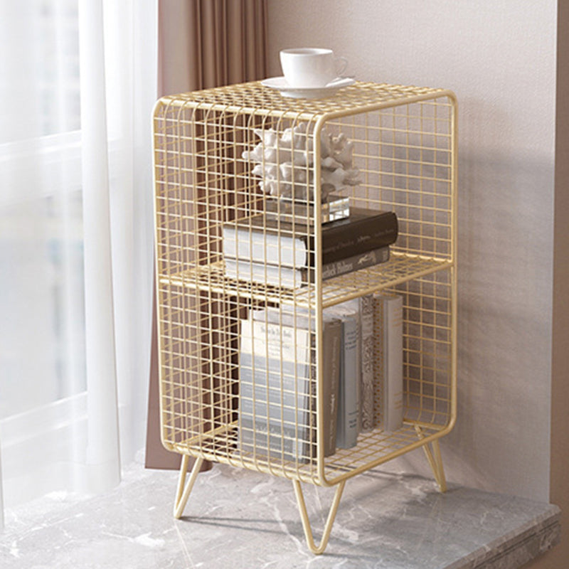 Contemporary Luxury Rectangular Steel Nightstand 3-Tier For Bedroom