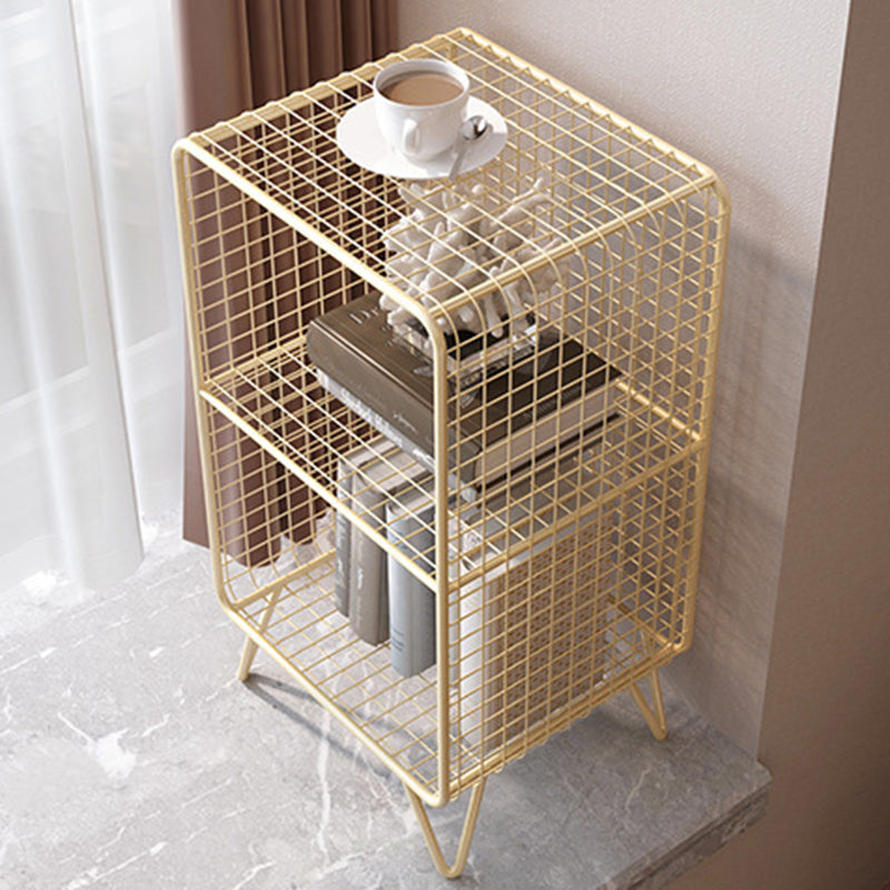 Contemporary Luxury Rectangular Steel Nightstand 3-Tier For Bedroom