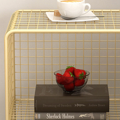 Contemporary Luxury Rectangular Steel Nightstand 3-Tier For Bedroom