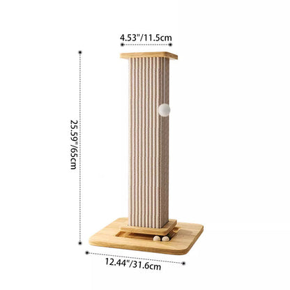 Modern Minimalist Rectangular Medium Density Fiberboard Solid Wood Sisal Cat Scratching Post With Toy Ball For Living Room