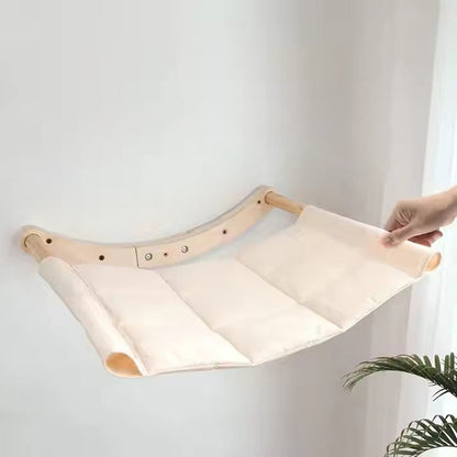 Modern Minimalist Cylindrical Solid Pine Wood Sisal Fabric Cat Tree & Condo 1-Hammock 1-Scratching Post For Living Room