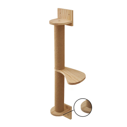 Modern Minimalist Cylindrical Solid Pine Wood Sisal Fabric Cat Tree & Condo 1-Hammock 1-Scratching Post For Living Room