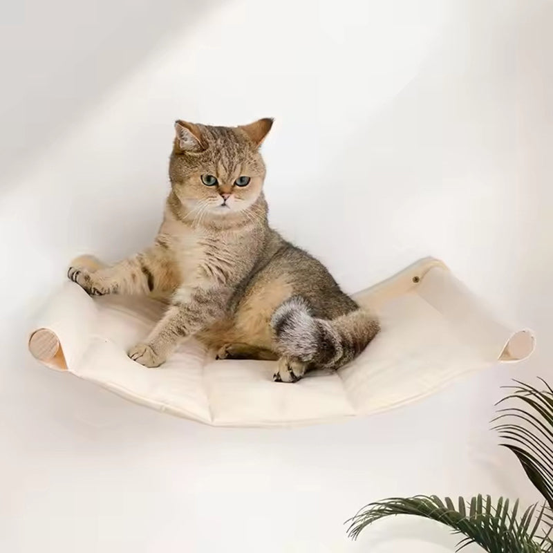 Modern Minimalist Cylindrical Solid Pine Wood Sisal Fabric Cat Tree & Condo 1-Hammock 1-Scratching Post For Living Room