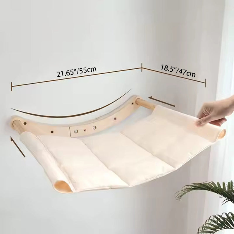 Modern Minimalist Cylindrical Solid Pine Wood Sisal Fabric Cat Tree & Condo 1-Hammock 1-Scratching Post For Living Room
