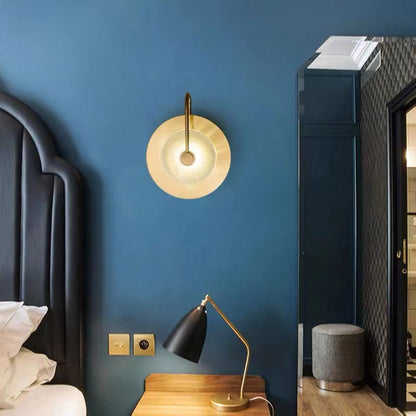 Contemporary Creative Round Glass Iron LED Wall Scone Lamp For Bedroom