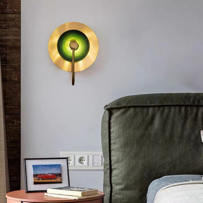 Contemporary Creative Round Glass Iron LED Wall Scone Lamp For Bedroom