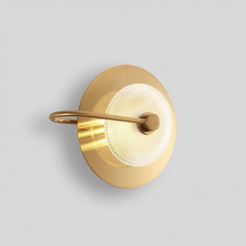 Contemporary Creative Round Glass Iron LED Wall Scone Lamp For Bedroom