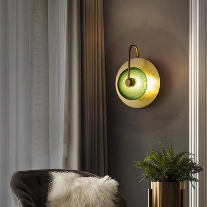 Contemporary Creative Round Glass Iron LED Wall Scone Lamp For Bedroom