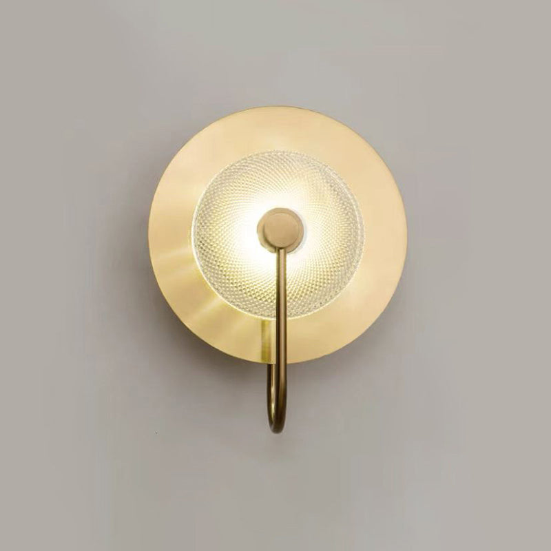 Contemporary Creative Round Glass Iron LED Wall Scone Lamp For Bedroom