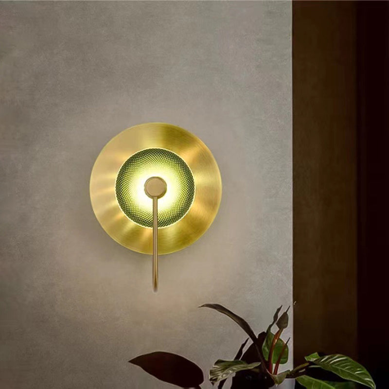 Contemporary Creative Round Glass Iron LED Wall Scone Lamp For Bedroom
