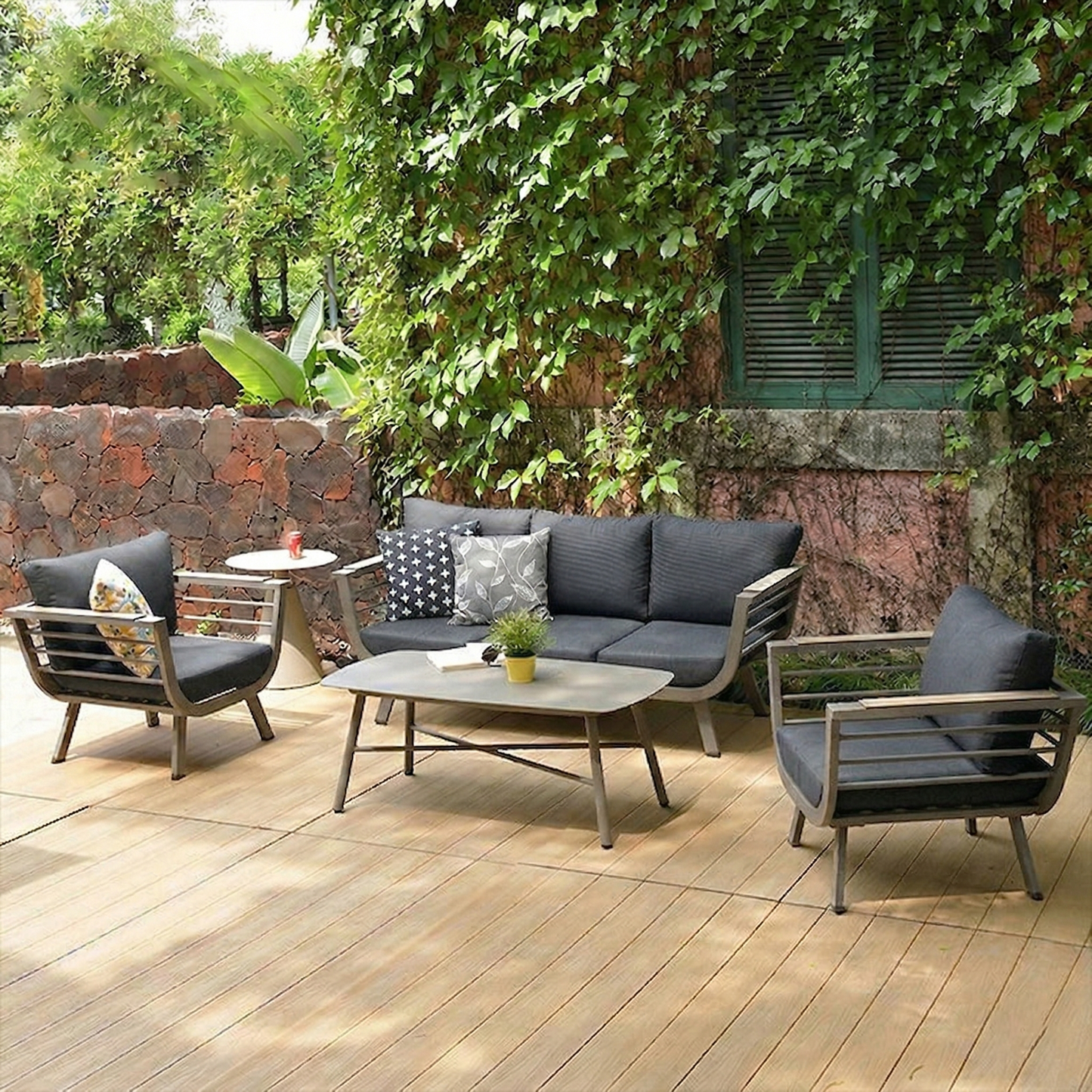 Contemporary Scandinavian Aluminum Outdoor Patio Sofa - 1/3 Seater For Balcony & Outdoor