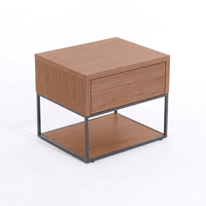 Traditional Chinese Open Shelf & Drawer Storage Nightstand - Square Bedside Table For Bedroom