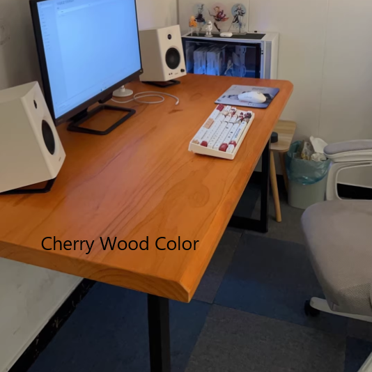 Traditional Chinese Solid Wood Iron Rectangular Office Desk 1-Tier For Home Office