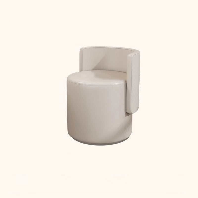 Modern Minimalist Swivel Cylindrical Microfiber Leather Aluminum Alloy Wood Vanity Stool Backrest Armless For Bedroom