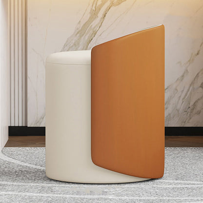 Modern Minimalist Cylindrical Fabric Tech Leather Iron Vanity Stool Backless Armless For Bedroom