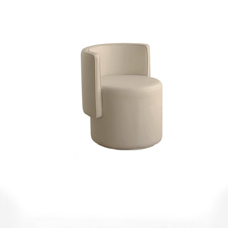 Modern Minimalist Swivel Cylindrical Microfiber Leather Aluminum Alloy Wood Vanity Stool Backrest Armless For Bedroom