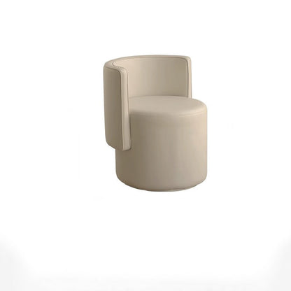 Modern Minimalist Swivel Cylindrical Microfiber Leather Aluminum Alloy Wood Vanity Stool Backrest Armless For Bedroom