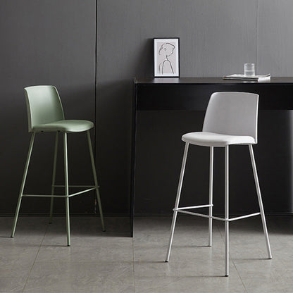 Contemporary Nordic Square PP Metal PU Leather Bar Stool Backrest Armless For Living Room