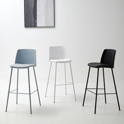 Contemporary Nordic Square PP Metal PU Leather Bar Stool Backrest Armless For Living Room