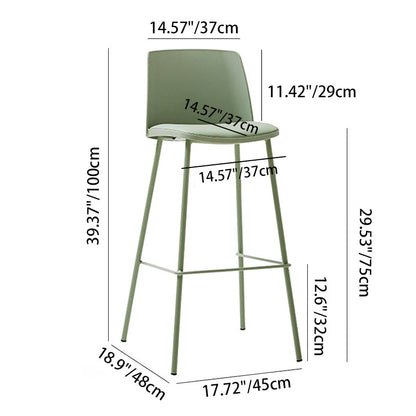 Contemporary Nordic Square PP Metal PU Leather Bar Stool Backrest Armless For Living Room