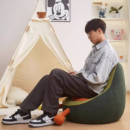 Contemporary Creative Kids Avocado-shaped Penguin-shaped Sponge Sherpa Fabric Accent Chair Backrest Armless For Living Room