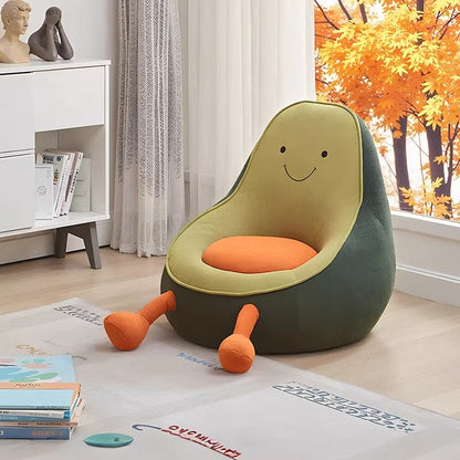 Contemporary Creative Kids Avocado-shaped Penguin-shaped Sponge Sherpa Fabric Accent Chair Backrest Armless For Living Room