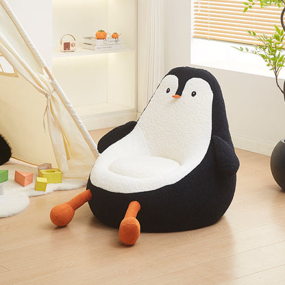 Contemporary Creative Kids Avocado-shaped Penguin-shaped Sponge Sherpa Fabric Accent Chair Backrest Armless For Living Room