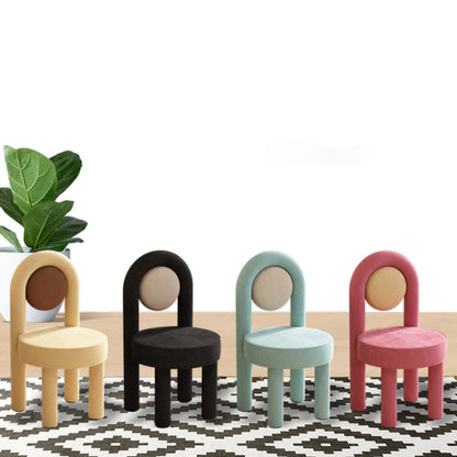 Modern Minimalist Arched Round Brushed Velvet Metal Foam Vanity Stool Backrest Armless For Bedroom