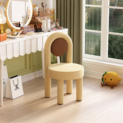 Modern Minimalist Arched Round Brushed Velvet Metal Foam Vanity Stool Backrest Armless For Bedroom