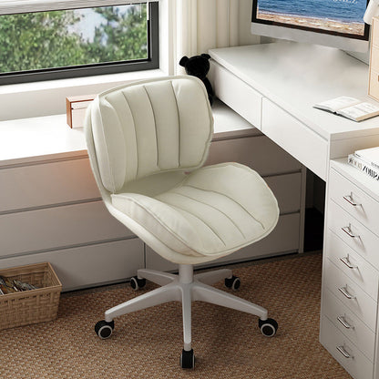 Modern Minimalist Adjustable Removable Square-Striped Metal PU Leather Foam Desk Chair Backrest Armless For Home Office