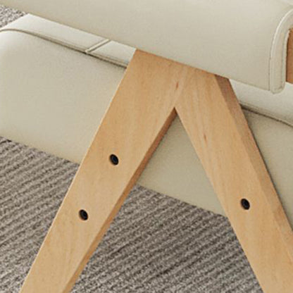 Modern Minimalist Square Foam Solid Wood Faux Leather Accent Chair Backrest Armrests For Living Room