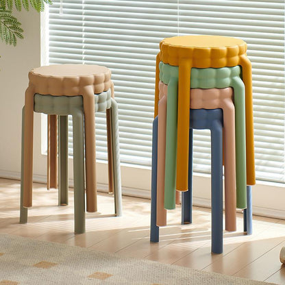Contemporary Nordic Flower-Shaped PP Stool Backless Armless For Living Room