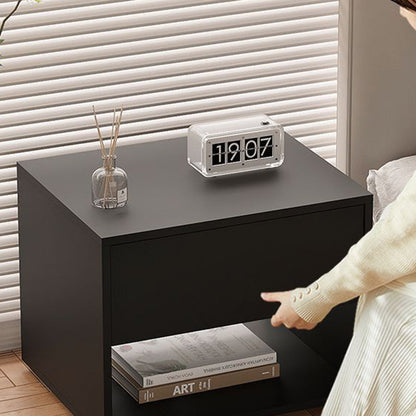 Modern Minimalist Cubic Square Medium Density Fiberboard Acrylic Nightstand 1 - Drawer For Bedroom