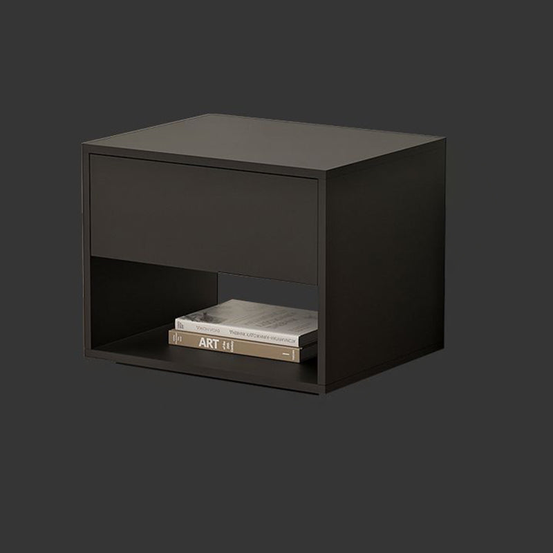Modern Minimalist Cubic Square Medium Density Fiberboard Acrylic Nightstand 1 - Drawer For Bedroom