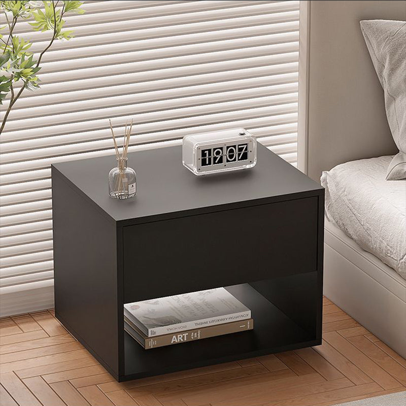 Modern Minimalist Cubic Square Medium Density Fiberboard Acrylic Nightstand 1 - Drawer For Bedroom